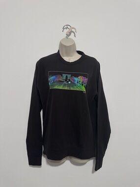 Delta Black Crewneck Sweatshirt with Multicolor Holographic Graphic